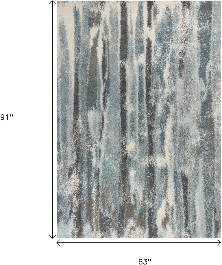 Teal Abstract Brushstrokes Indoor Area Rug Photo 3