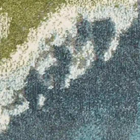 Teal Gray And Green Abstract Area Rug Photo 7