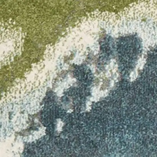 Teal Gray And Green Abstract Area Rug Photo 5