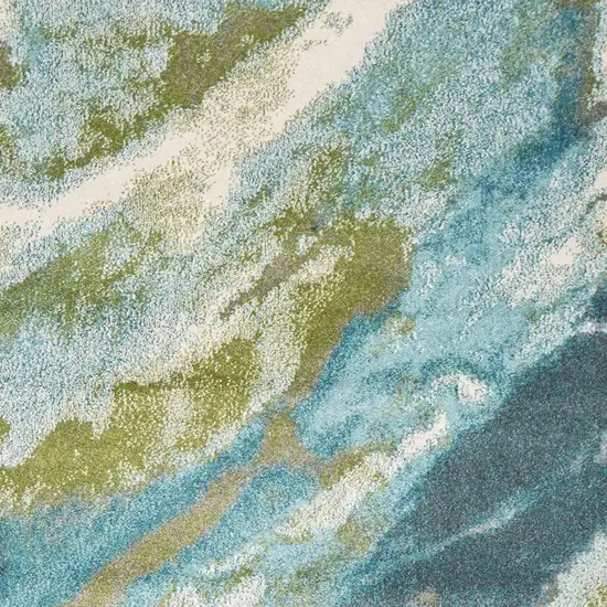 Teal Gray And Green Abstract Area Rug Photo 4