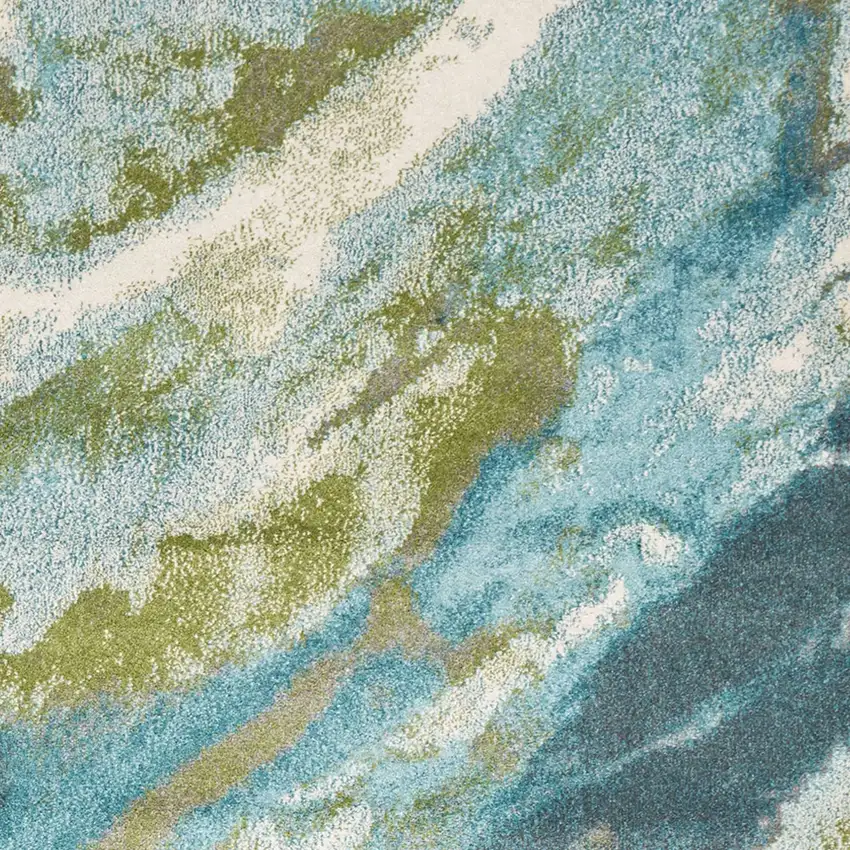Teal Gray And Green Abstract Area Rug Photo 4