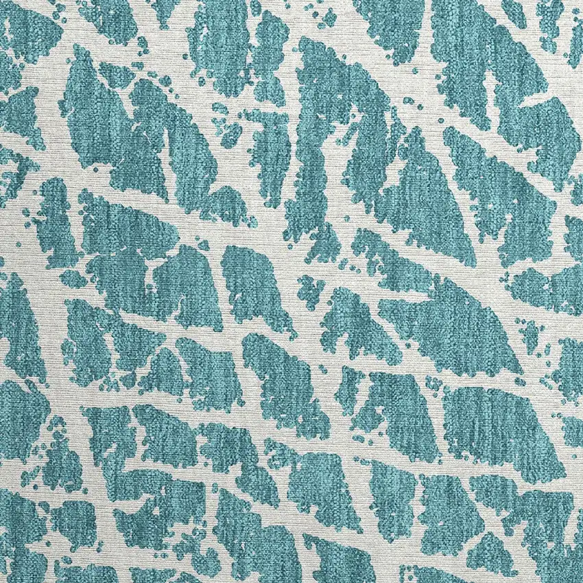 Teal Abstract Washable Non Skid Indoor Outdoor Area Rug Photo 7