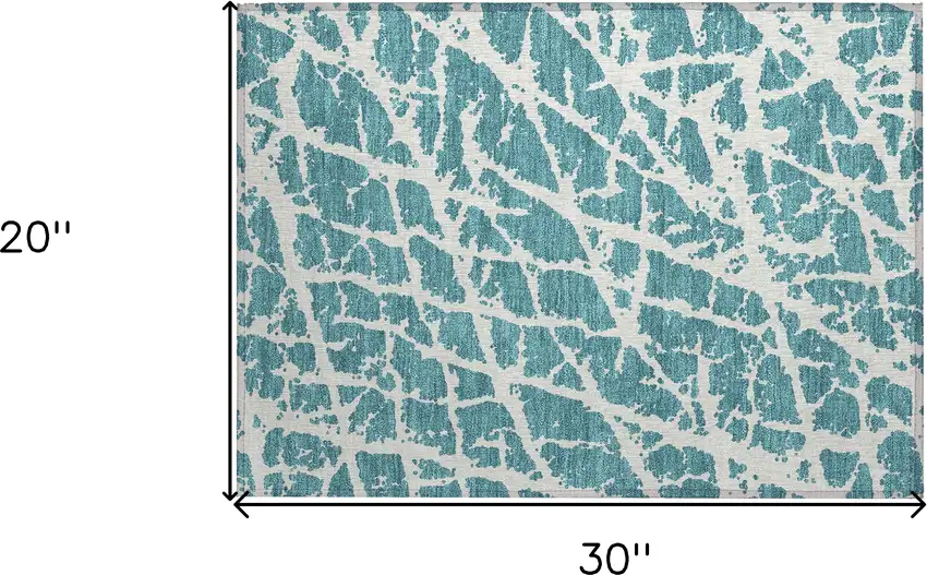Teal Abstract Washable Non Skid Indoor Outdoor Area Rug Photo 3