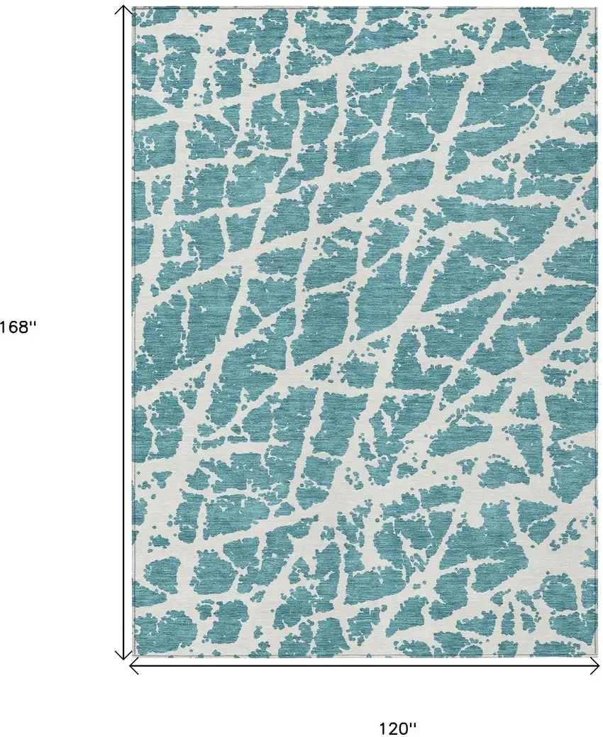Teal Abstract Washable Non Skid Indoor Outdoor Area Rug Photo 3