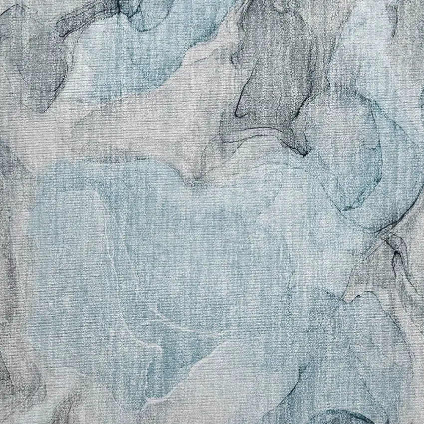 Teal Abstract Washable Non Skid Indoor Outdoor Area Rug Photo 9