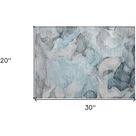 Teal Abstract Washable Non Skid Indoor Outdoor Area Rug Photo 3