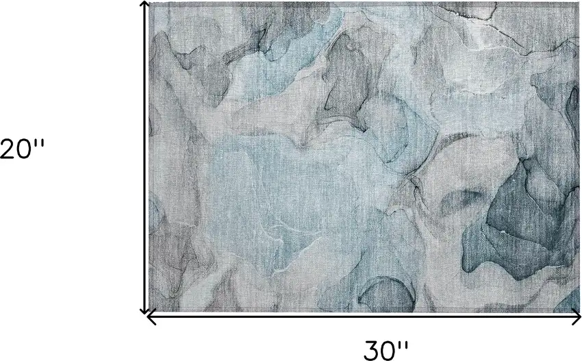 Teal Abstract Washable Non Skid Indoor Outdoor Area Rug Photo 3