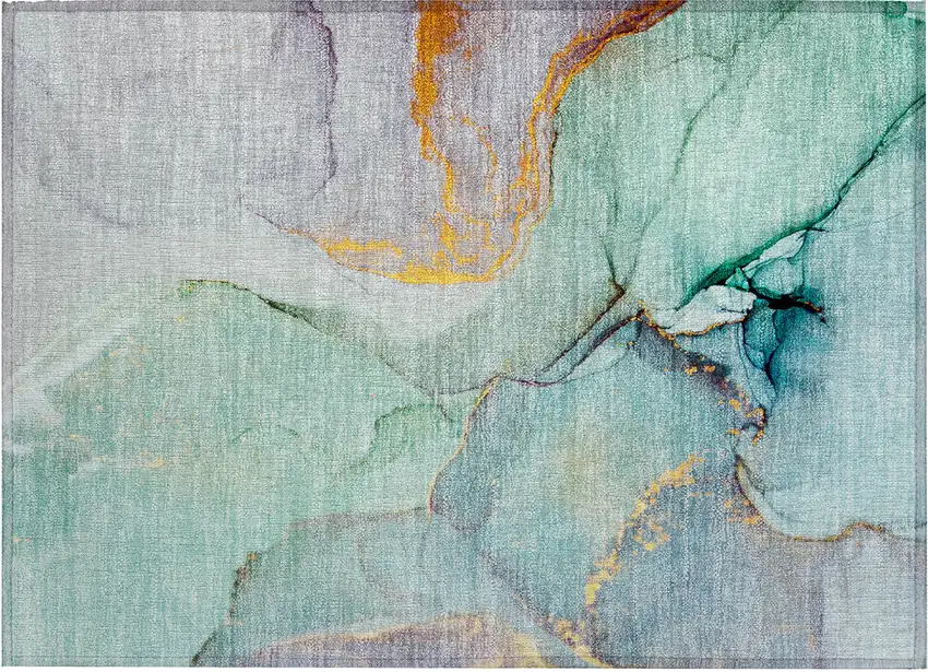 Teal Abstract Washable Non Skid Indoor Outdoor Area Rug Photo 2