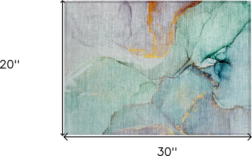 Teal Abstract Washable Non Skid Indoor Outdoor Area Rug Photo 3