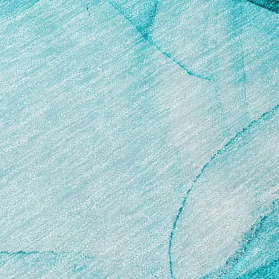 Teal Abstract Washable Non Skid Indoor Outdoor Area Rug Photo 8