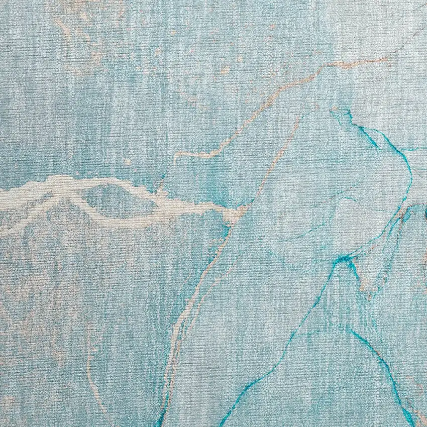 Teal Abstract Washable Non Skid Indoor Outdoor Area Rug Photo 6