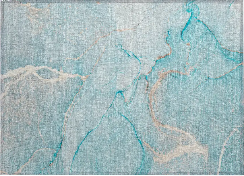 Teal Abstract Washable Non Skid Indoor Outdoor Area Rug Photo 2