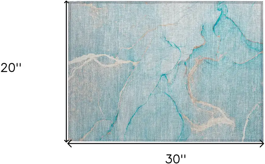 Teal Abstract Washable Non Skid Indoor Outdoor Area Rug Photo 3