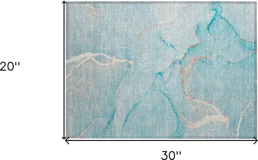 Teal Abstract Washable Non Skid Indoor Outdoor Area Rug Photo 3