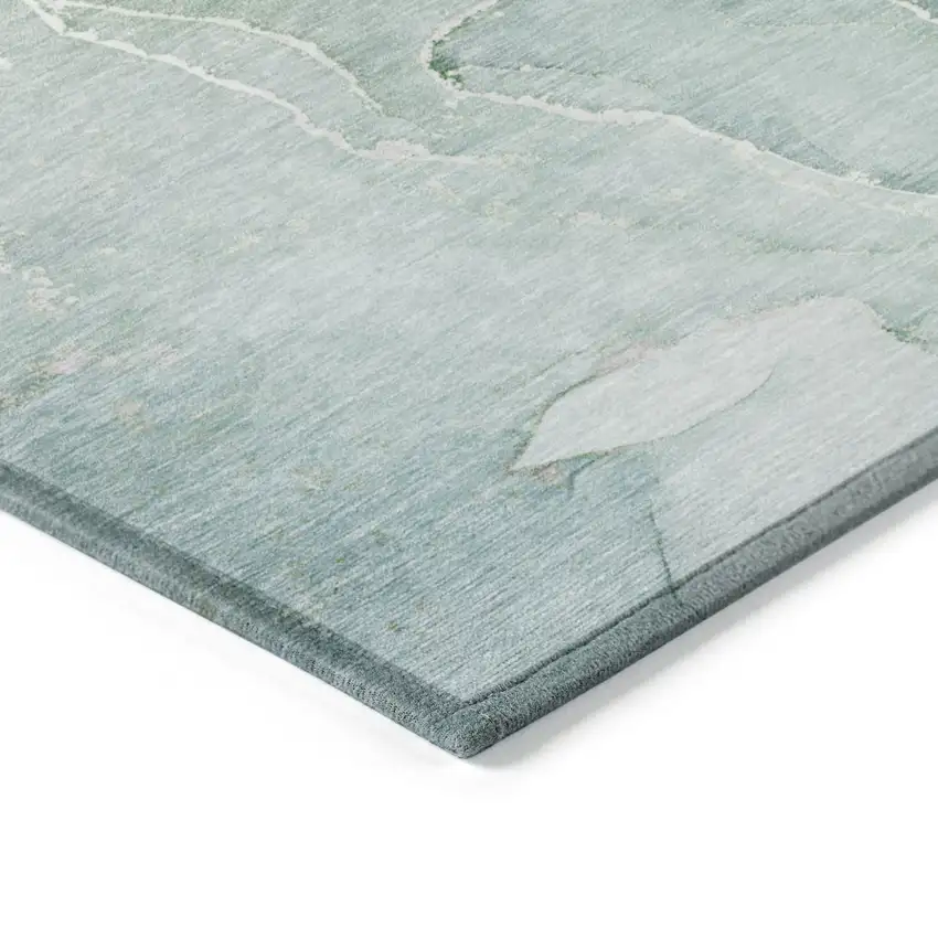 Teal Abstract Washable Non Skid Indoor Outdoor Area Rug Photo 5