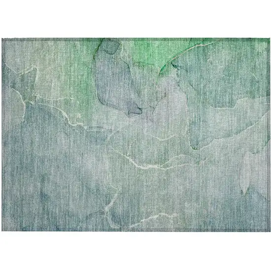 Teal Abstract Washable Non Skid Indoor Outdoor Area Rug Photo 2