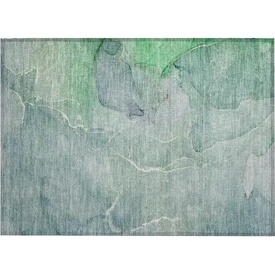 Teal Abstract Washable Non Skid Indoor Outdoor Area Rug Photo 2