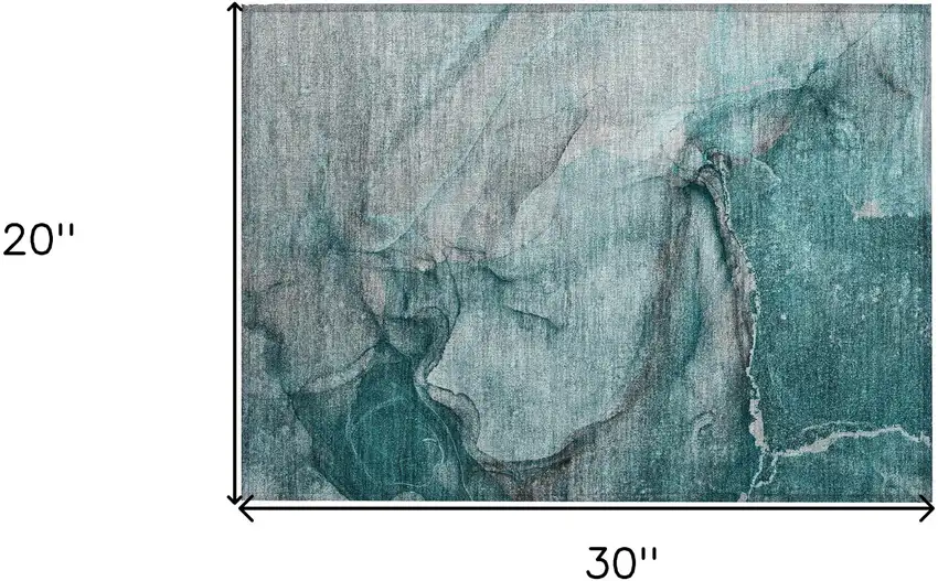 Teal Abstract Washable Non Skid Indoor Outdoor Area Rug Photo 3