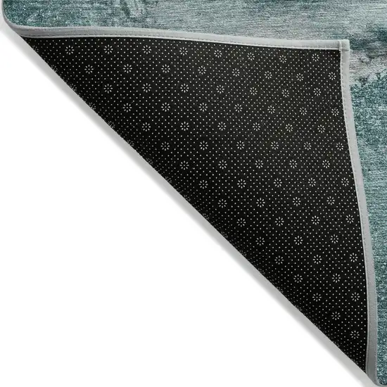 Teal Abstract Washable Non Skid Indoor Outdoor Area Rug Photo 5