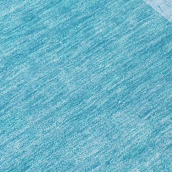 Teal Abstract Washable Indoor Outdoor Area Rug Photo 9