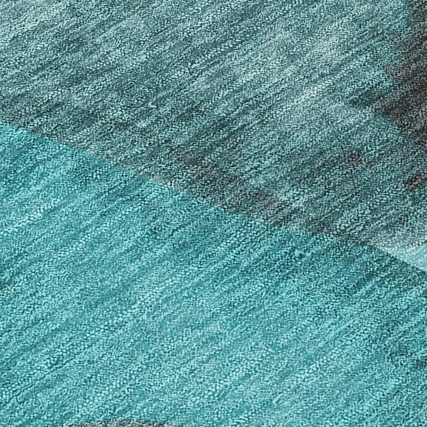 Teal Abstract Washable Non Skid Indoor Outdoor Area Rug Photo 9