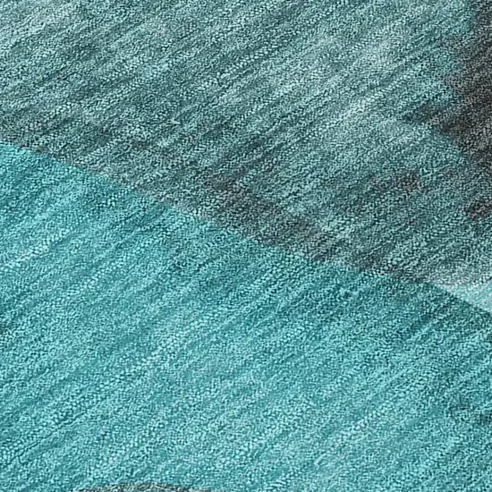 Teal Abstract Washable Non Skid Indoor Outdoor Area Rug Photo 8