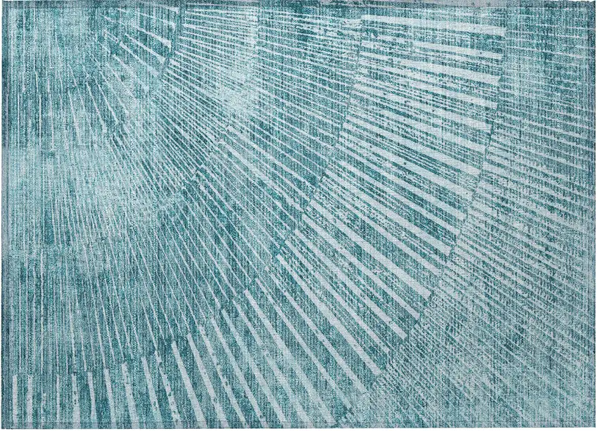 Teal Abstract Washable Non Skid Indoor Outdoor Area Rug Photo 4