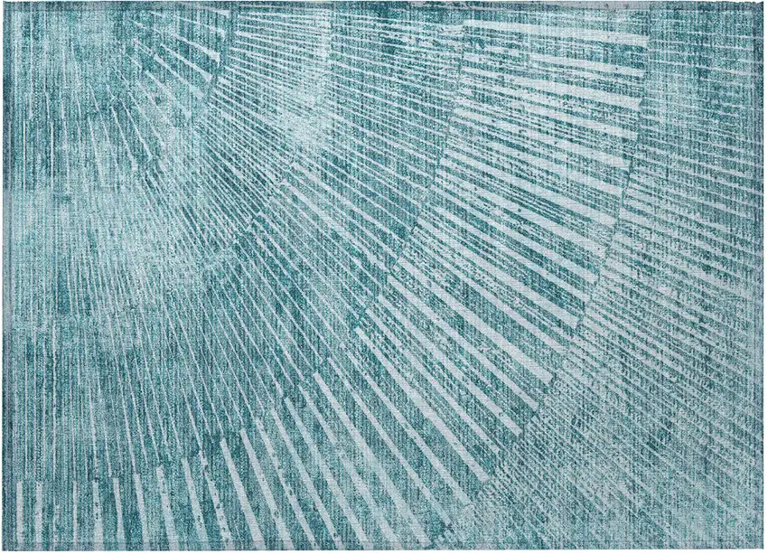Teal Abstract Washable Non Skid Indoor Outdoor Area Rug Photo 5
