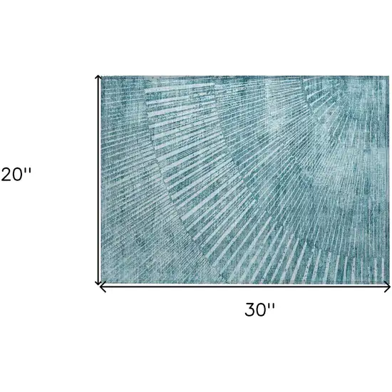 Teal Abstract Washable Non Skid Indoor Outdoor Area Rug Photo 3