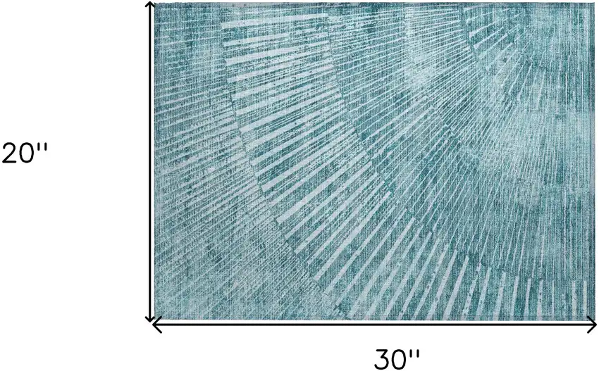 Teal Abstract Washable Non Skid Indoor Outdoor Area Rug Photo 3
