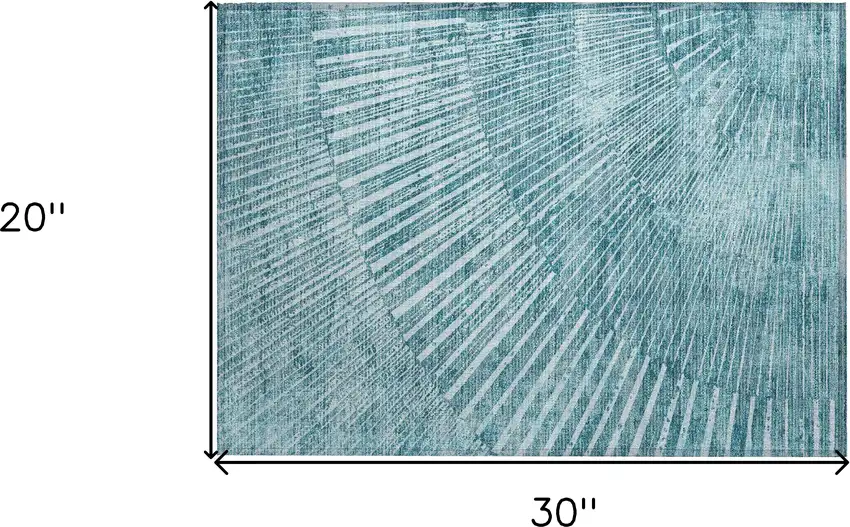 Teal Abstract Washable Non Skid Indoor Outdoor Area Rug Photo 3