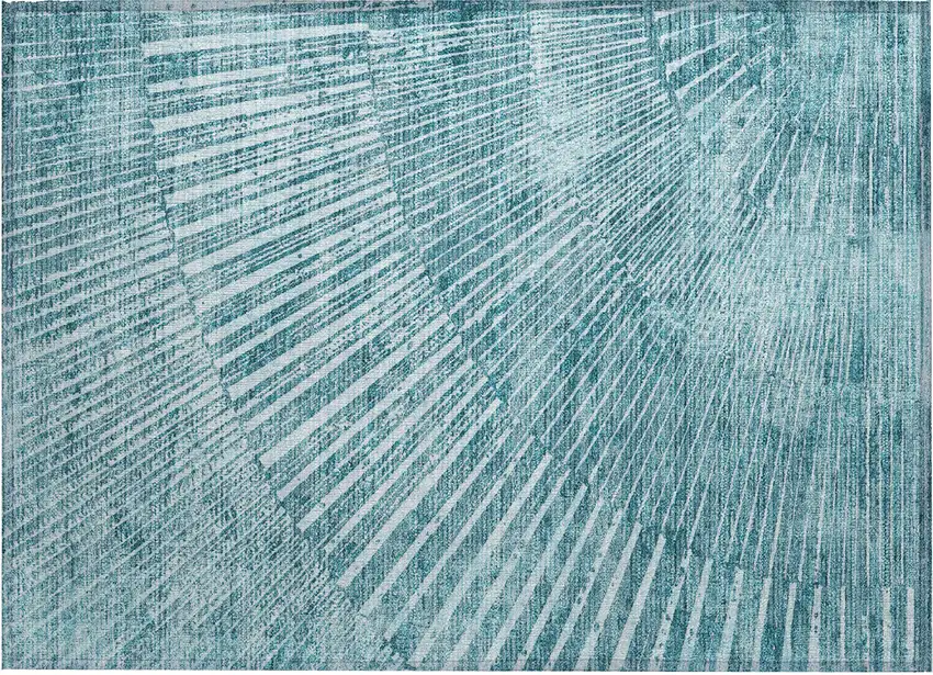 Teal Abstract Washable Non Skid Indoor Outdoor Area Rug Photo 2