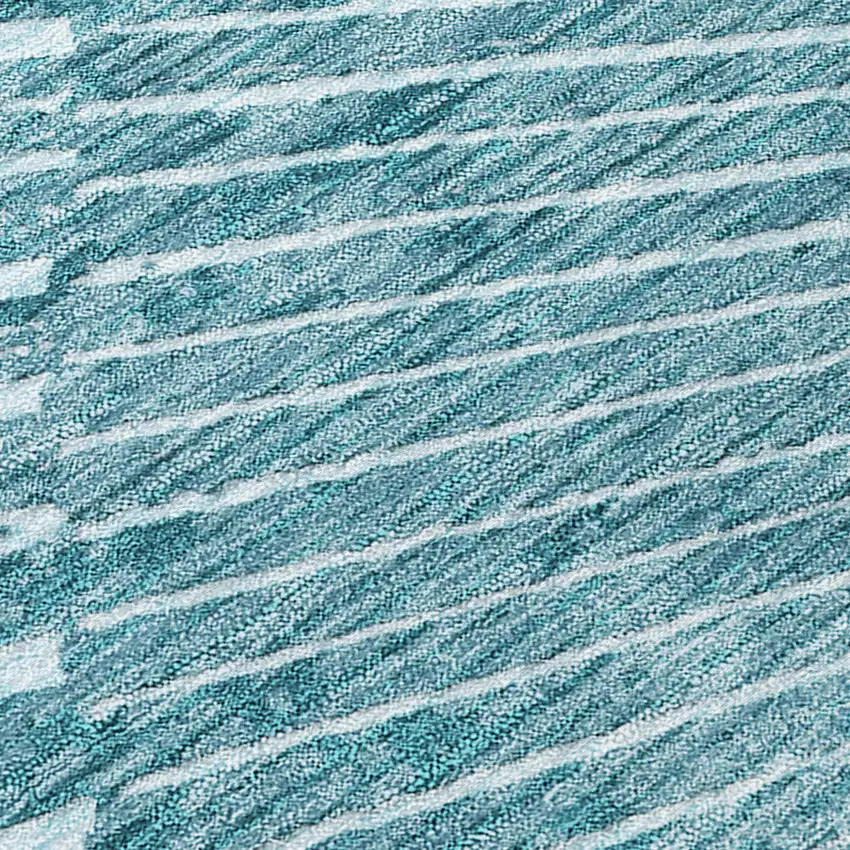 Teal Abstract Washable Non Skid Indoor Outdoor Area Rug Photo 8