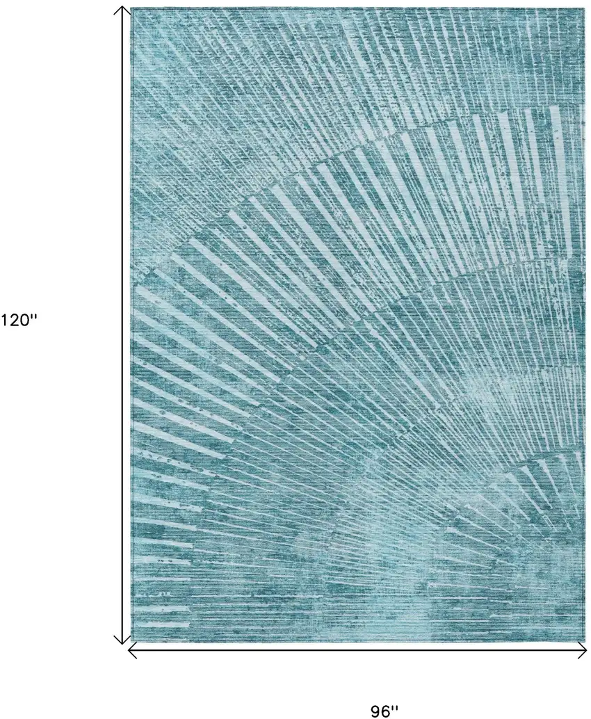 Teal Abstract Washable Non Skid Indoor Outdoor Area Rug Photo 3