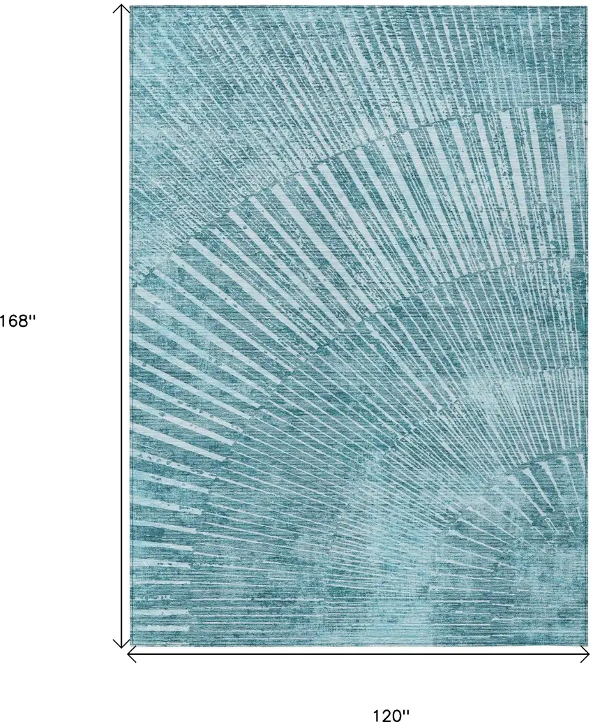 Teal Abstract Washable Non Skid Indoor Outdoor Area Rug Photo 3