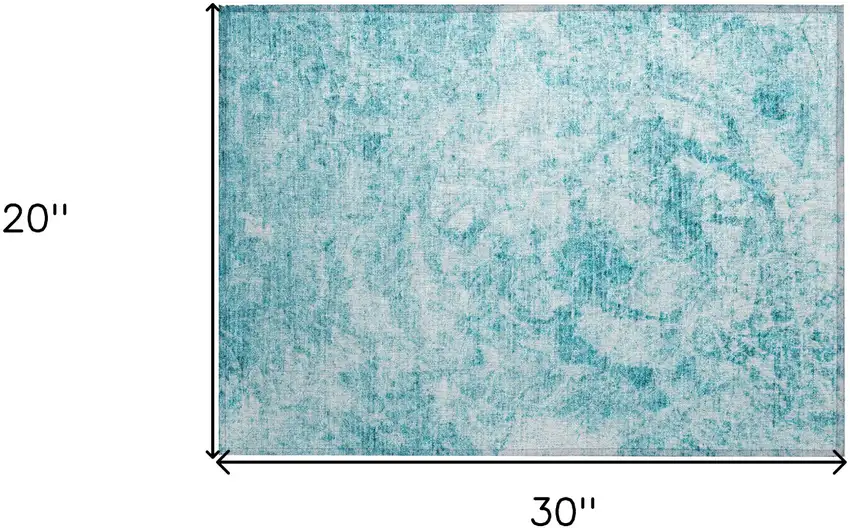 Teal Abstract Washable Non Skid Indoor Outdoor Area Rug Photo 3