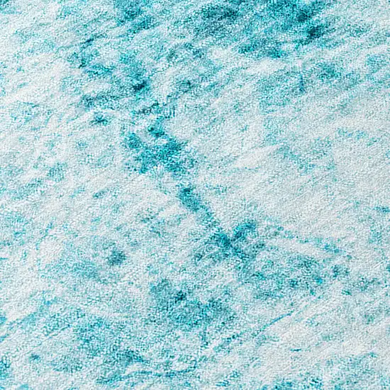 Teal Abstract Washable Non Skid Indoor Outdoor Area Rug Photo 8