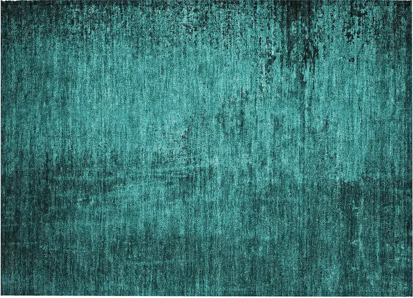 Teal Abstract Washable Non Skid Indoor Outdoor Area Rug Photo 2