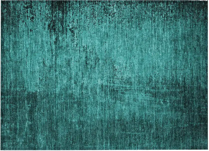 Teal Abstract Washable Non Skid Indoor Outdoor Area Rug Photo 5