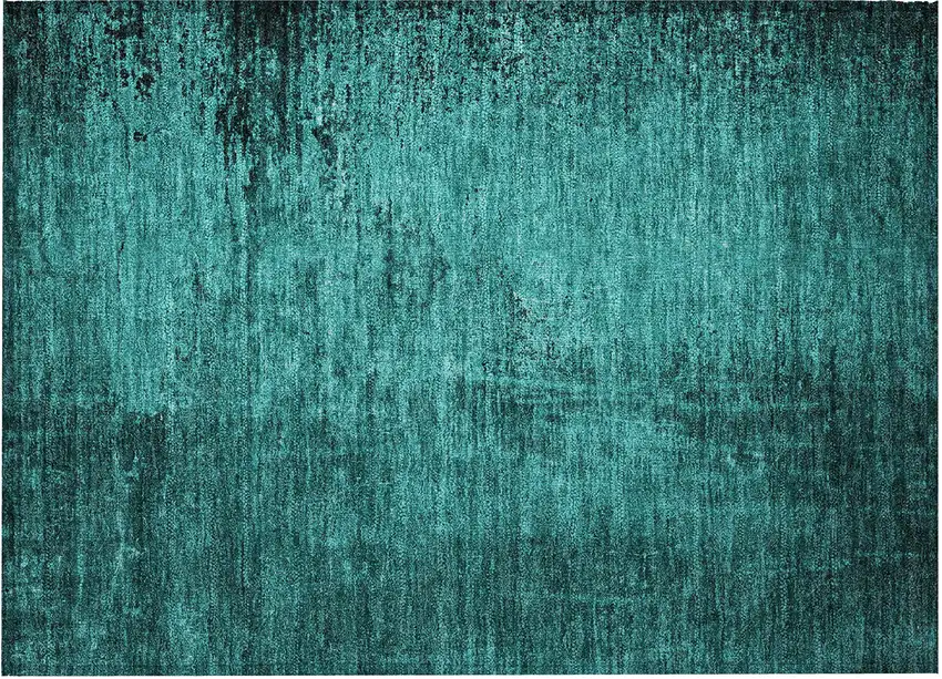 Teal Abstract Washable Non Skid Indoor Outdoor Area Rug Photo 5