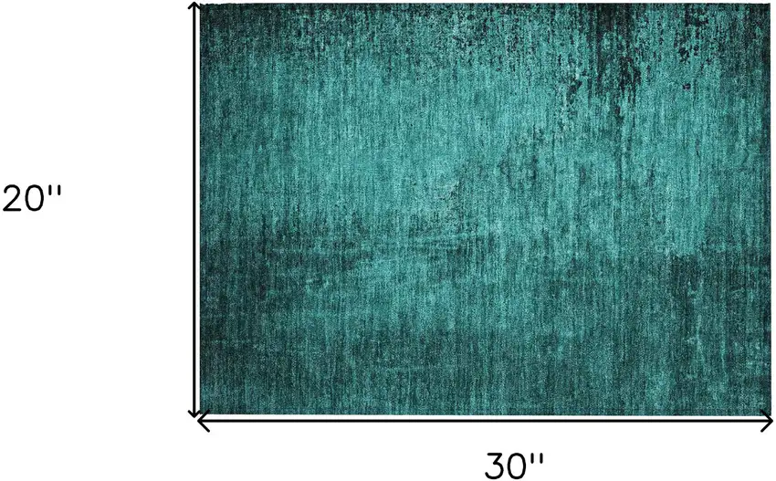 Teal Abstract Washable Non Skid Indoor Outdoor Area Rug Photo 3