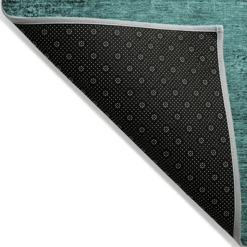 Teal Abstract Washable Non Skid Indoor Outdoor Area Rug Photo 3