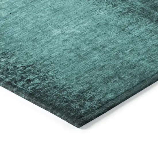 Teal Abstract Washable Non Skid Indoor Outdoor Area Rug Photo 4