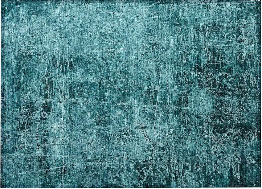Teal Abstract Washable Non Skid Indoor Outdoor Area Rug Photo 5