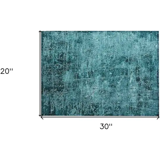 Teal Abstract Washable Non Skid Indoor Outdoor Area Rug Photo 3