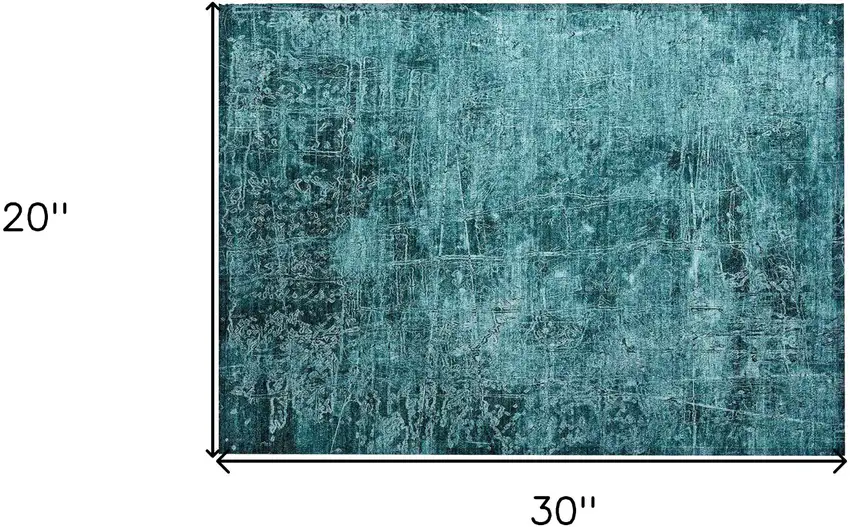 Teal Abstract Washable Non Skid Indoor Outdoor Area Rug Photo 3