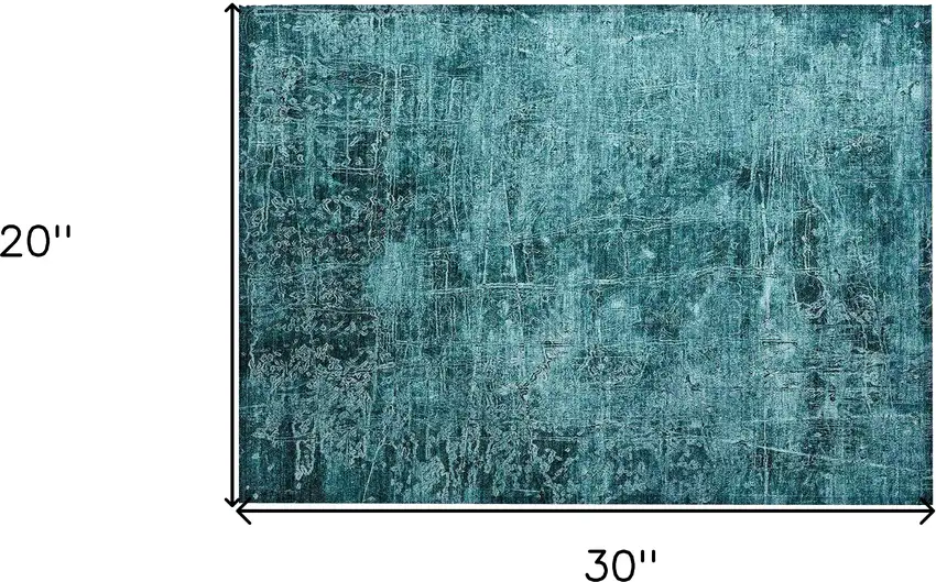 Teal Abstract Washable Non Skid Indoor Outdoor Area Rug Photo 3