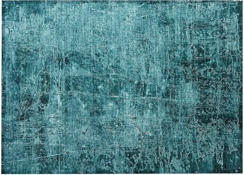 Teal Abstract Washable Non Skid Indoor Outdoor Area Rug Photo 4