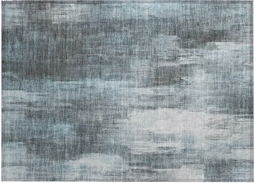 Teal Abstract Washable Non Skid Indoor Outdoor Area Rug Photo 2