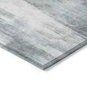 Photo of Teal Abstract Washable Non Skid Indoor Outdoor Area Rug